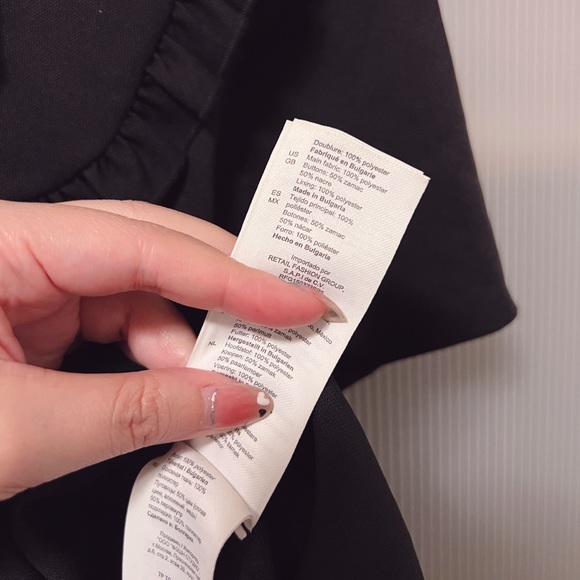 NWT Sandro Black Short Dress with Large Ruffled Peter Pan Collar - Picture 11 of 16